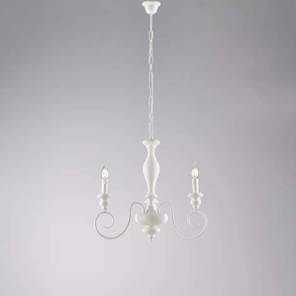 Lustre en bois et fer laqué de fabrication italienne pour la décoration intérieure - Toscane Viadurini