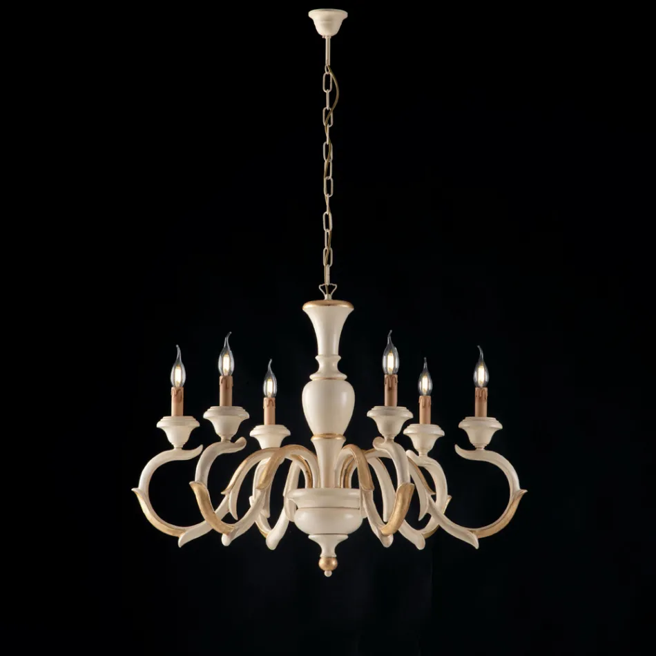 Lustre en bois fabriqué en Italie pour la décoration intérieure - Florence Viadurini