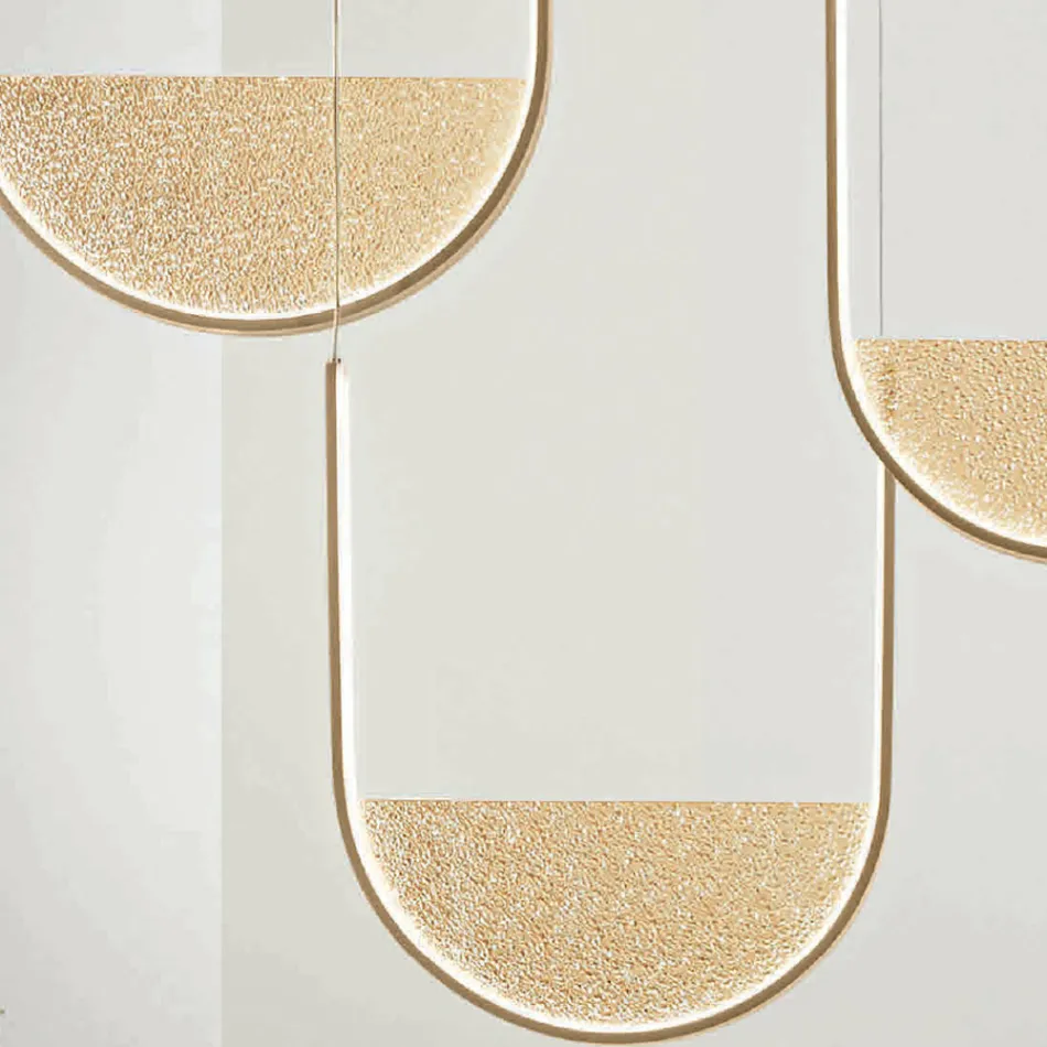 Lustre en métal avec insert amovible en verre granulé - Catalpa Viadurini