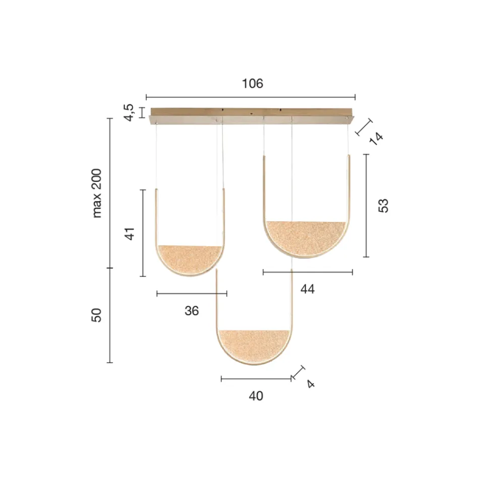 Lustre en métal avec insert amovible en verre granulé - Catalpa Viadurini