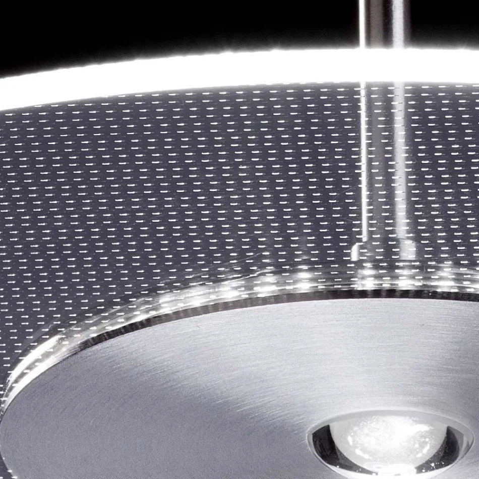 Lustre en métal avec diffuseur en plexiglas à micro-points - Nora Viadurini