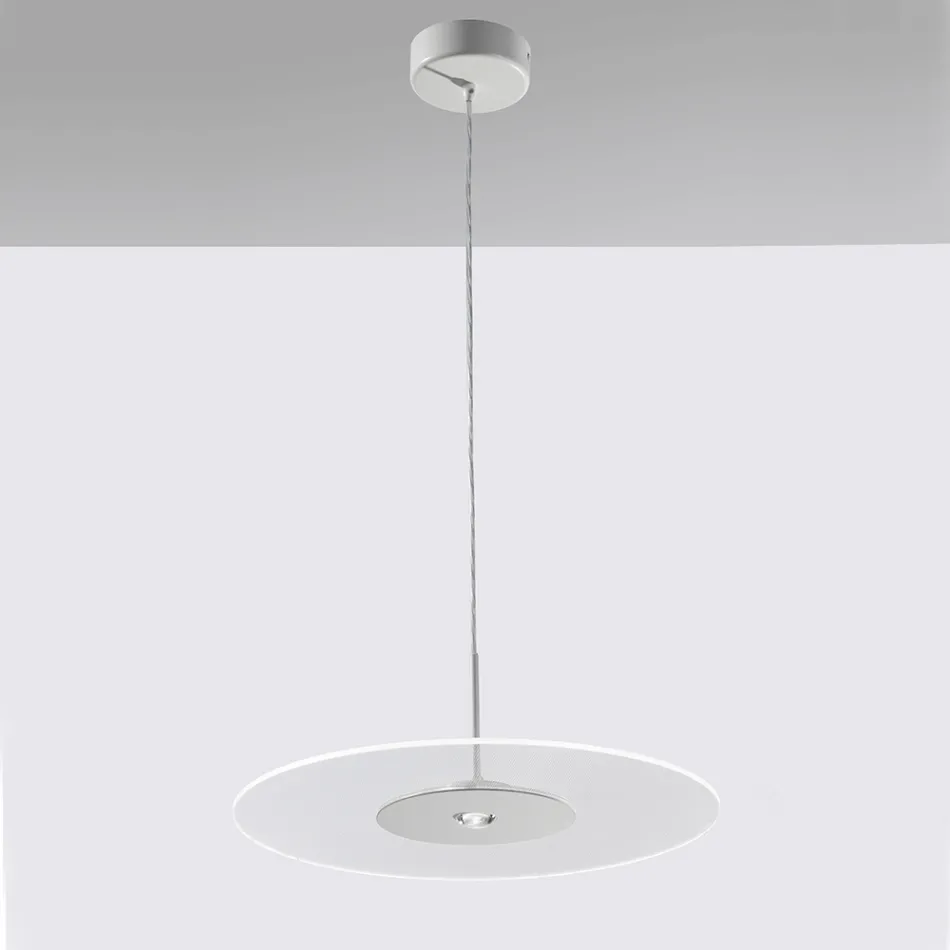 Lustre en métal avec diffuseur en plexiglas à micro-points - Nora Viadurini