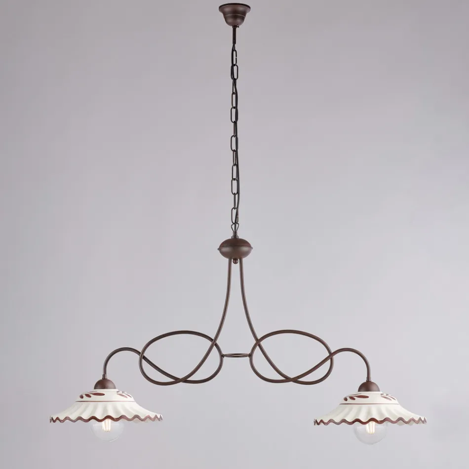 Lustre en céramique blanche et métal à 2 lumières pour usage intérieur - Polaris Viadurini