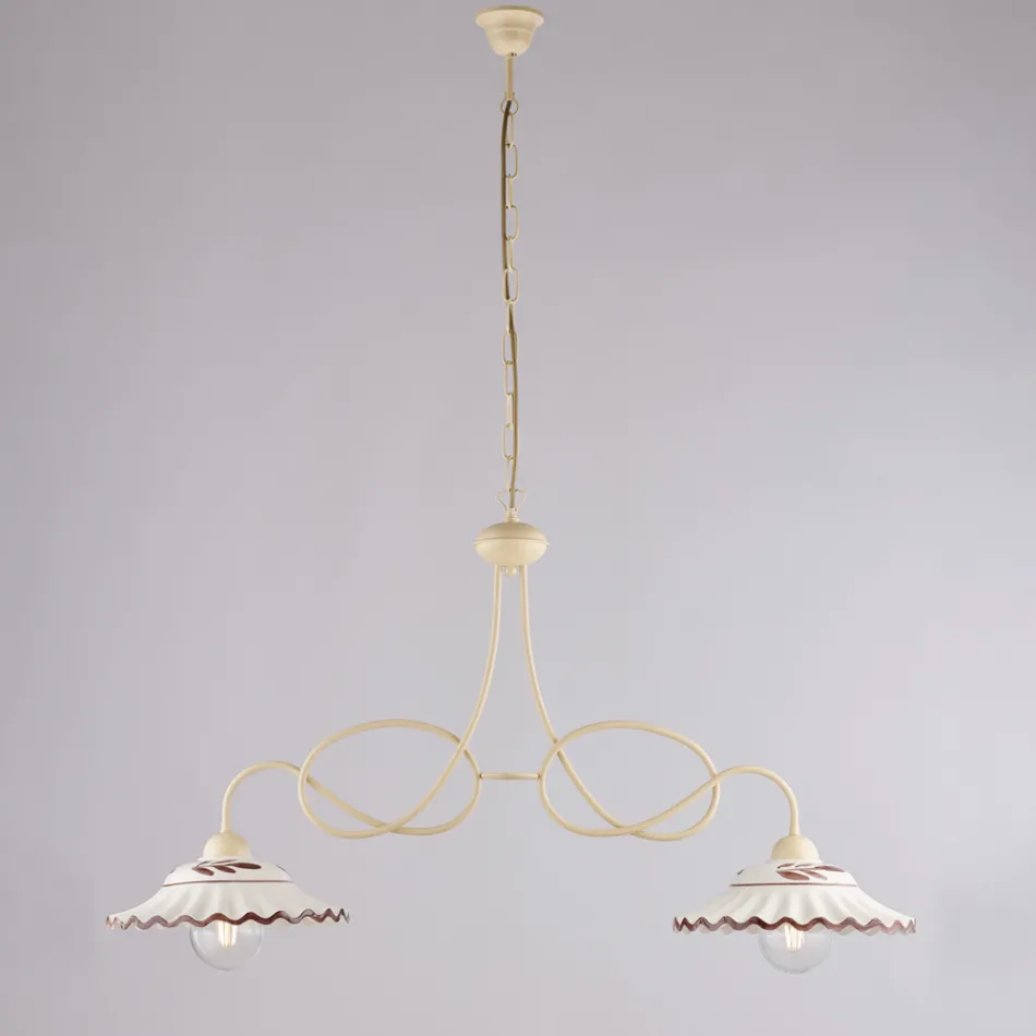 Lustre en céramique blanche et métal à 2 lumières pour usage intérieur - Polaris Viadurini