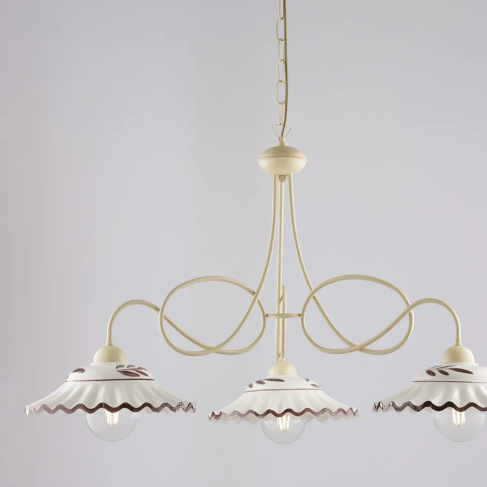 Lustre en céramique blanche et métal à 3 lumières pour usage intérieur - Polaris Viadurini