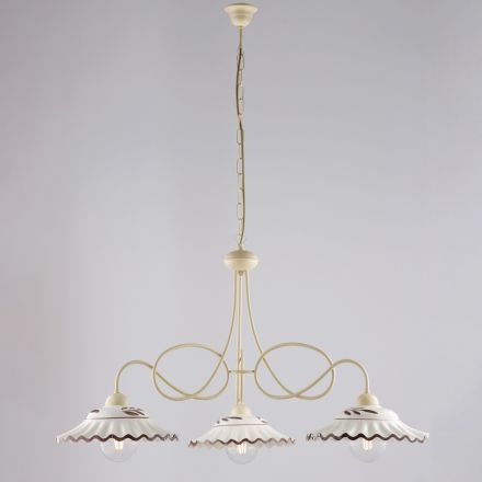 Lustre en céramique blanche et métal à 3 lumières pour usage intérieur - Polaris Viadurini
