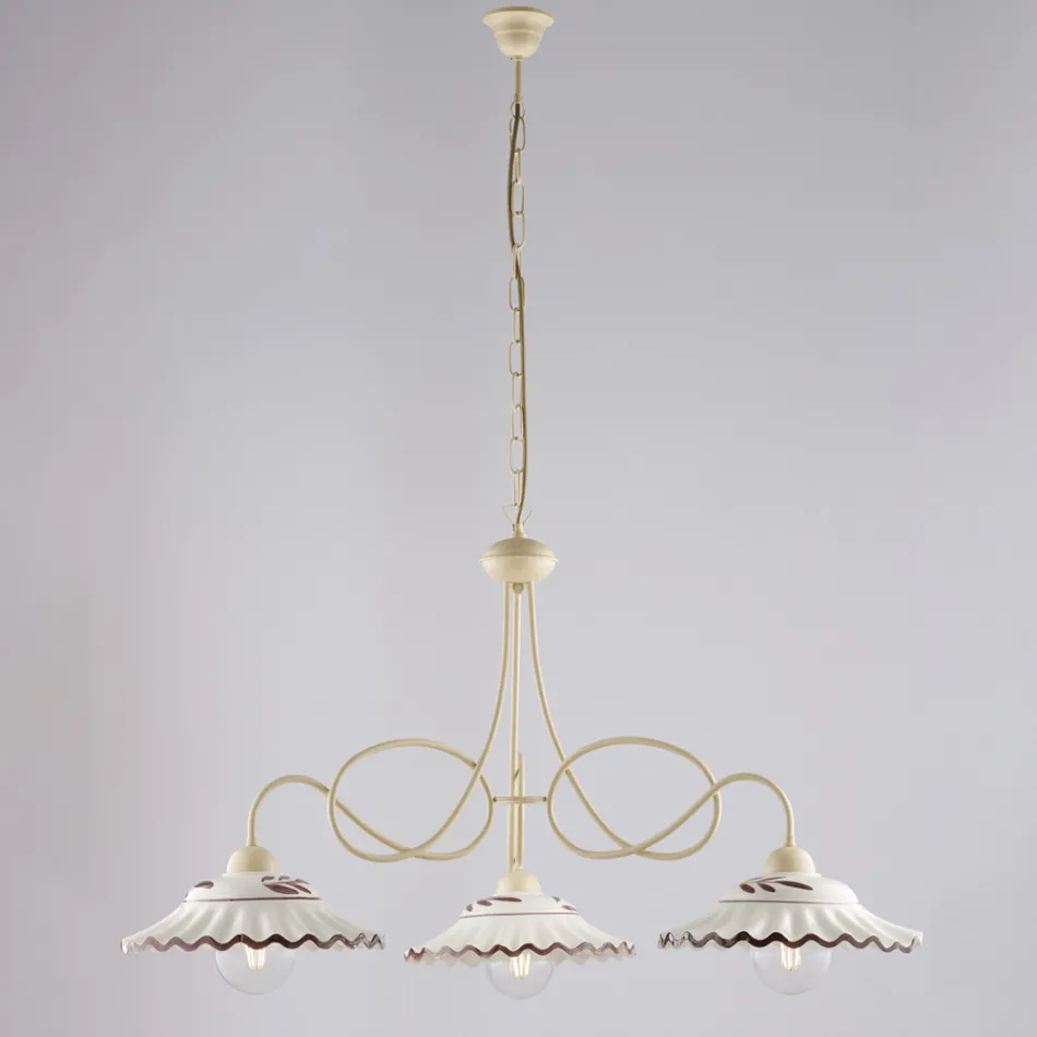 Lustre en céramique blanche et métal à 3 lumières pour usage intérieur - Polaris Viadurini