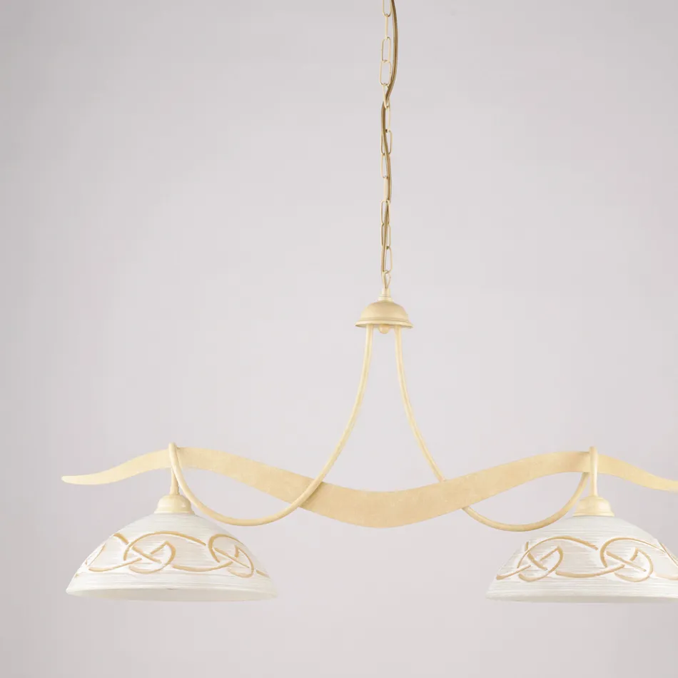 Lustre en verre et métal à 2 lumières pour éclairage intérieur - Musca Viadurini