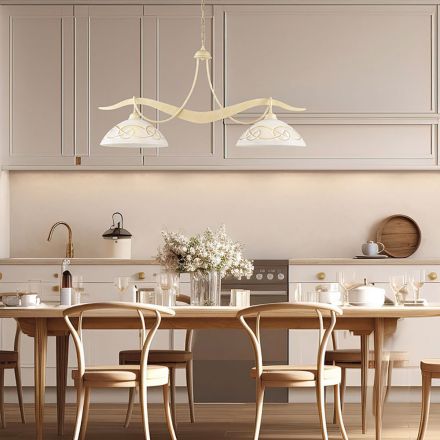 Lustre en verre et métal à 2 lumières pour éclairage intérieur - Musca Viadurini