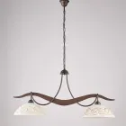 Lustre en verre et métal à 2 lumières pour éclairage intérieur - Musca Viadurini