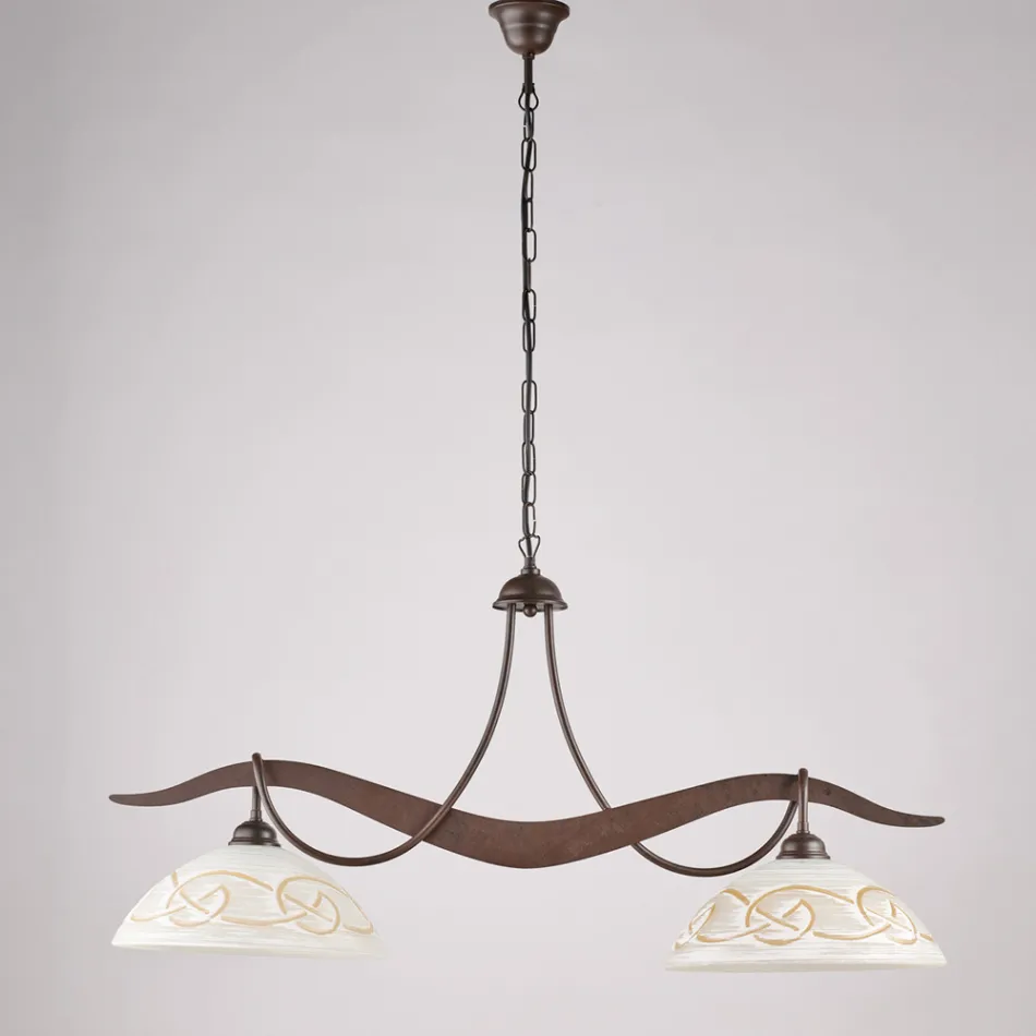 Lustre en verre et métal à 2 lumières pour éclairage intérieur - Musca Viadurini