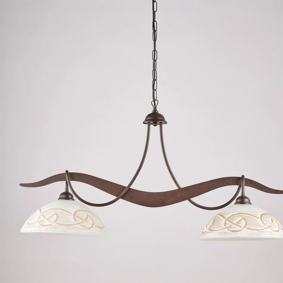 Lustre en verre et métal à 2 lumières pour éclairage intérieur - Musca Viadurini