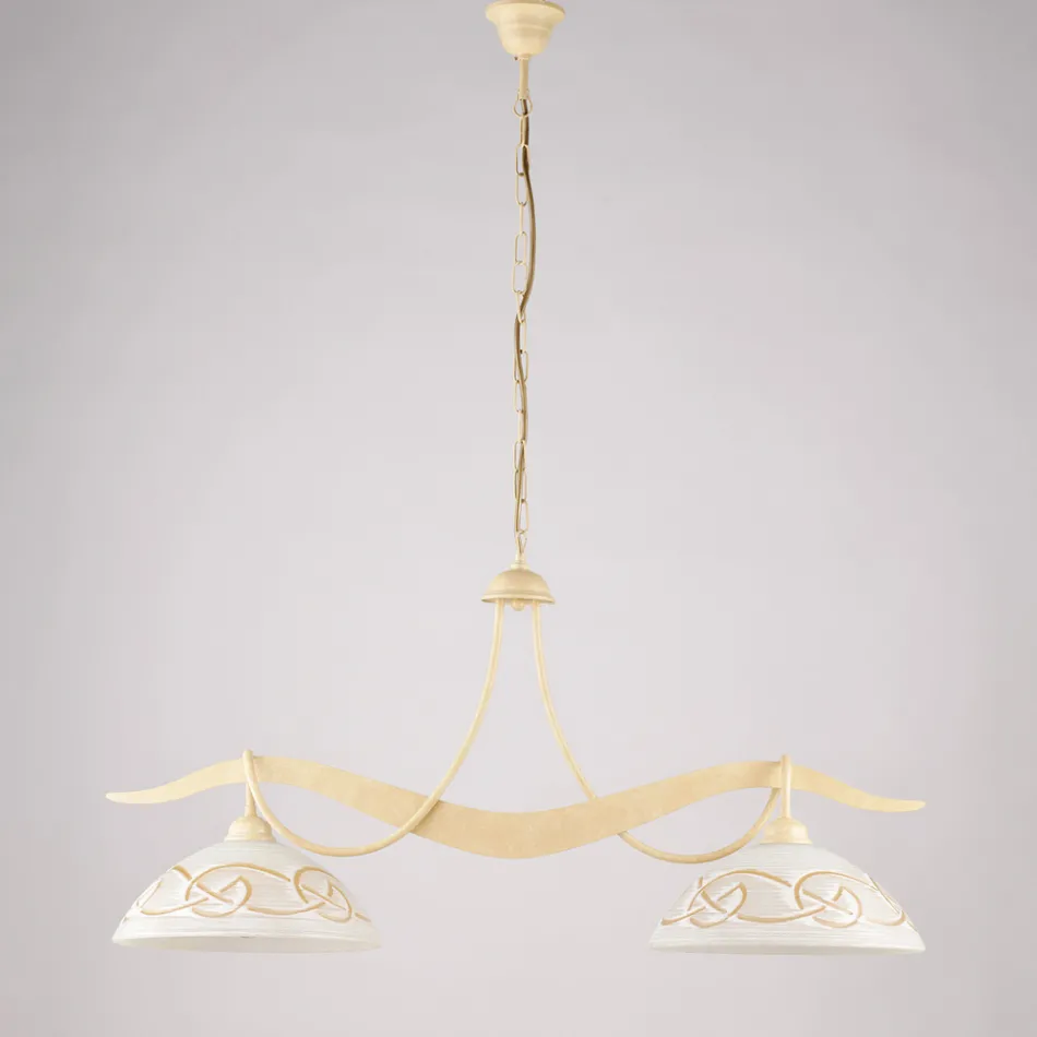 Lustre en verre et métal à 2 lumières pour éclairage intérieur - Musca Viadurini