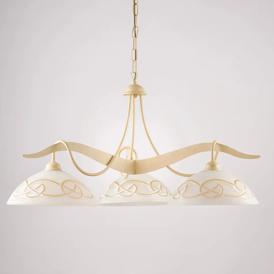 Lustre à 3 lumières en verre et métal pour éclairage intérieur - Musca Viadurini