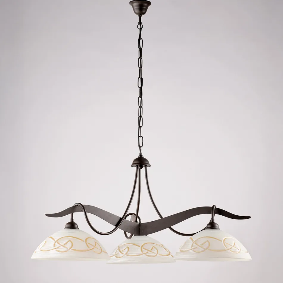 Lustre en verre et métal à 3 lumières pour éclairage intérieur - Musca Viadurini