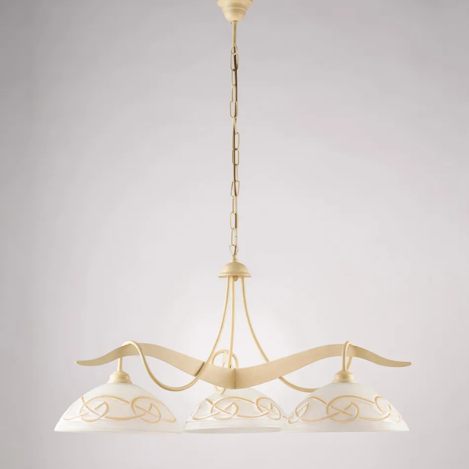 Lustre en verre et métal à 3 lumières pour éclairage intérieur - Musca Viadurini