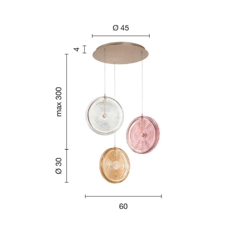 Lustre en Métal Peint et Verre à Décor de Lignes Concentriques - Micocoulier Viadurini