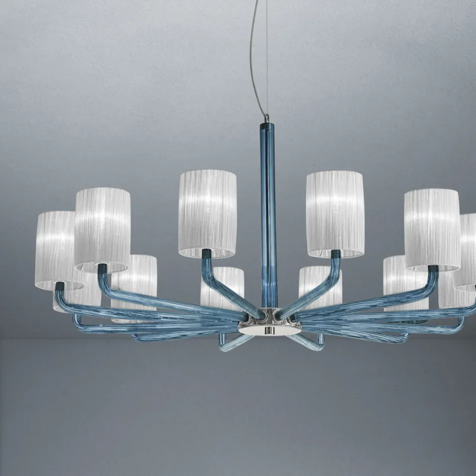 Lustre en Verre de Venise et Métal Fait à la Main en Italie - Graham Viadurini