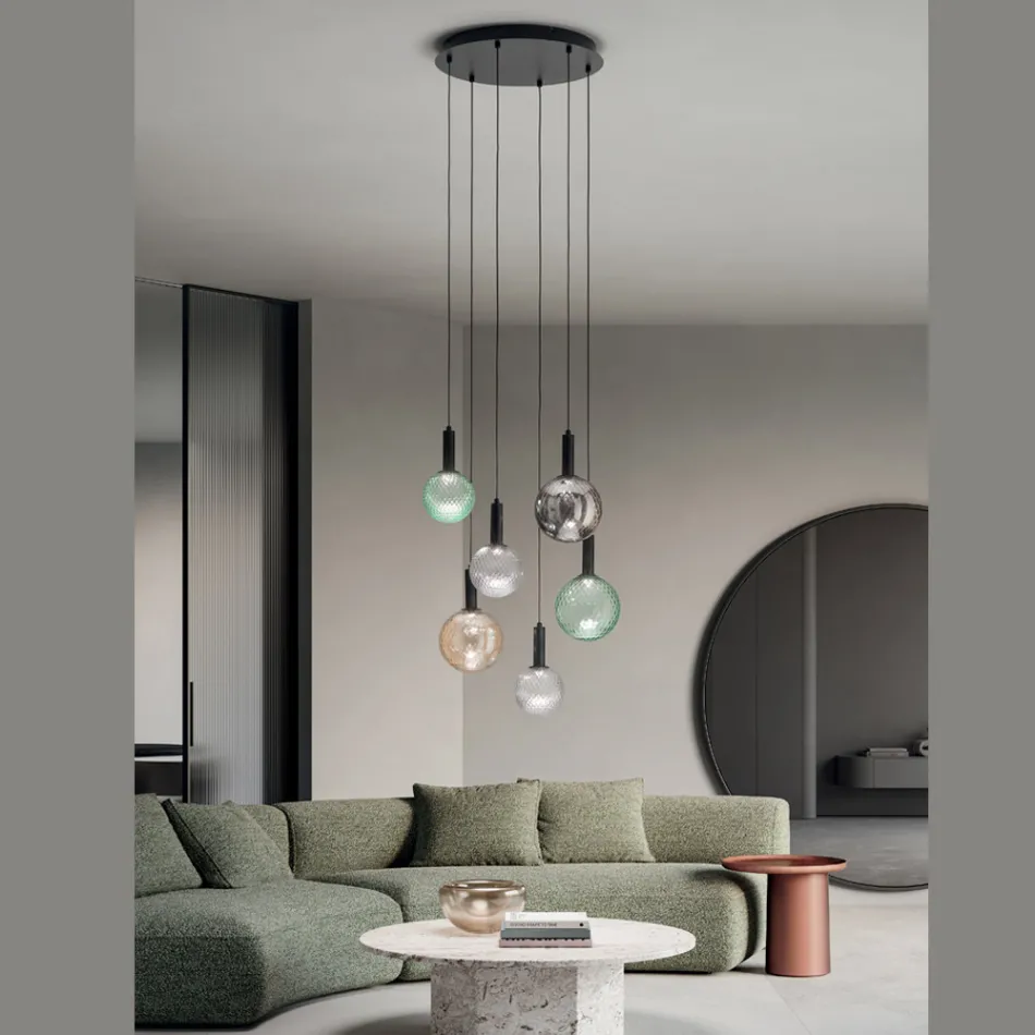 Lustre en verre soufflé coloré et à décor de ballons - Fée Viadurini