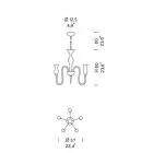 Lustre en verre vénitien à 5 lumières fait à la main en Italie - Vittoria Viadurini