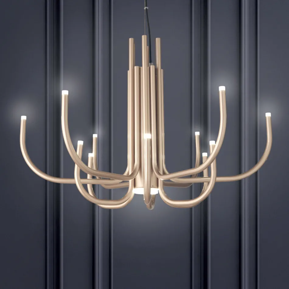 Lustre à 13 lumières LED en métal peint blanc, noir ou or - Scorpio Viadurini