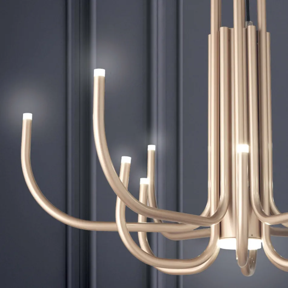 Lustre à 13 lumières LED en métal peint blanc, noir ou or - Scorpio Viadurini