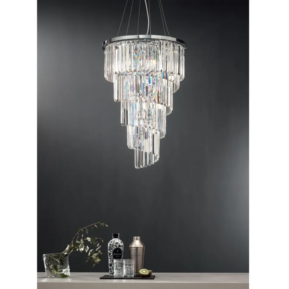 Lustre Classique de Luxe en Métal Chromé et Cristal Taillé - Lambert Viadurini