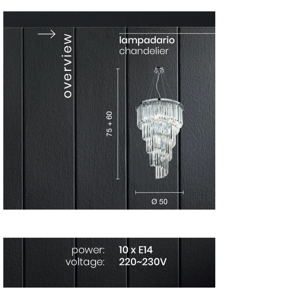 Lustre Classique de Luxe en Métal Chromé et Cristal Taillé - Lambert Viadurini