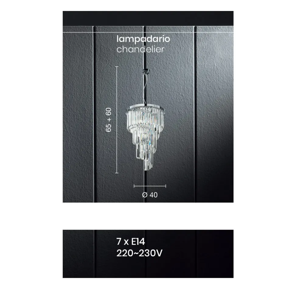 Lustre Classique de Luxe en Métal Chromé et Cristal Taillé - Lambert Viadurini