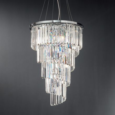 Lustre Classique de Luxe en Métal Chromé et Cristal Taillé - Lambert Viadurini