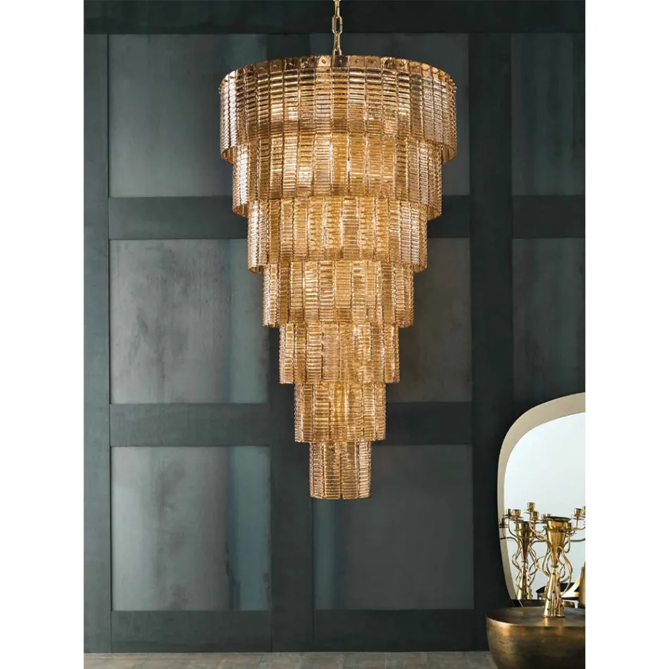 Lustre moderne 36 lumières en verre artisanal de luxe italien - Valadier Viadurini