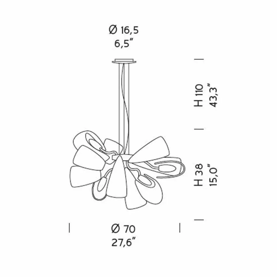 Lustre Moderne à 12 Lumières en Verre de Venise, Fabriqué en Italie - Diamonique Viadurini