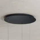 Lustre moderne aux formes géométriques en métal et simili cuir - Cyprès Viadurini