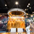 Lustre moderne en acier et verre avec insert en bois fabriqué en Italie - Séoul Viadurini