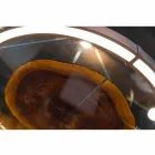 Lustre moderne en acier et verre avec insert en bois fabriqué en Italie - Séoul Viadurini