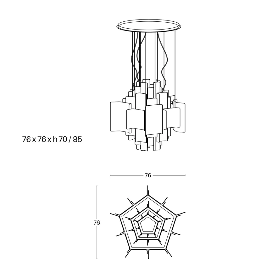 Velis - Lustre moderne en verre fusionné au design élégant, fabriqué en Italie Viadurini
