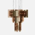 Lustre moderne en verre fusionné au design élégant, fabriqué en Italie - Velis Viadurini