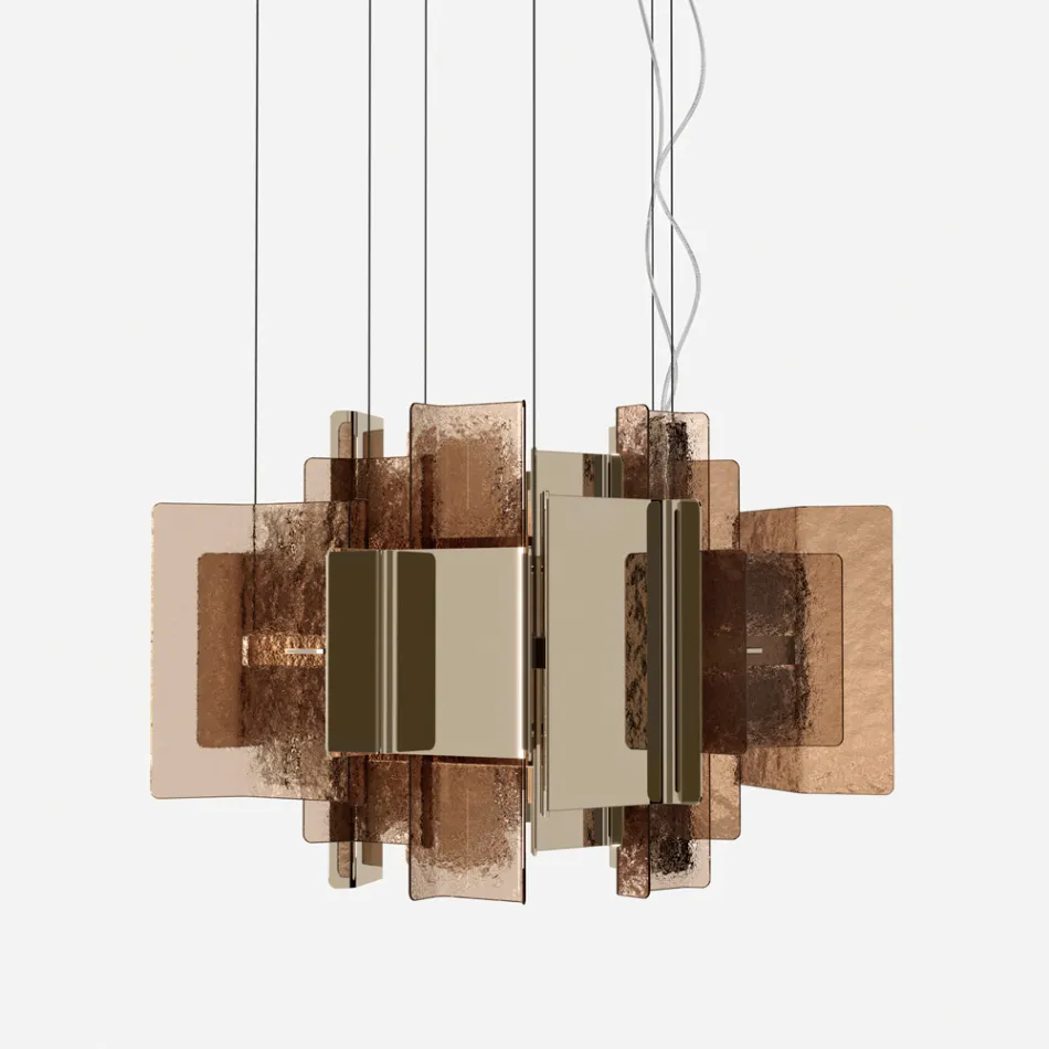 Velis - Lustre moderne en verre fusionné au design élégant, fabriqué en Italie Viadurini