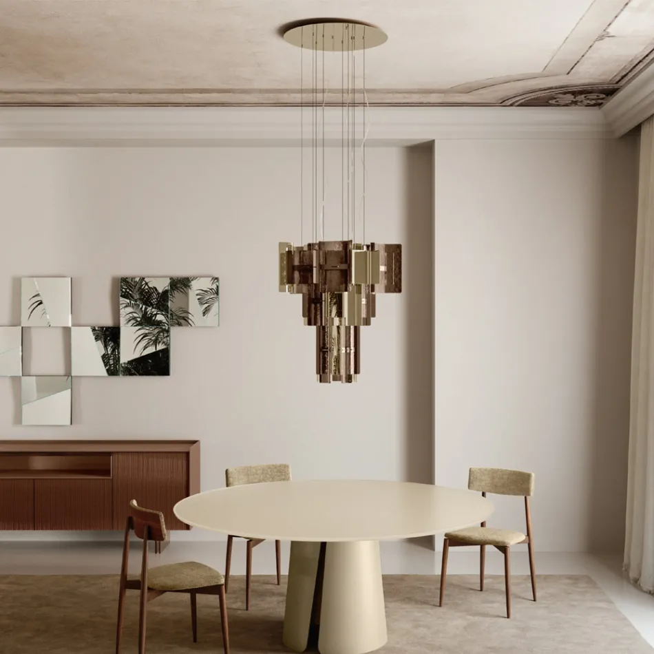 Velis - Lustre moderne en verre fusionné au design élégant, fabriqué en Italie Viadurini
