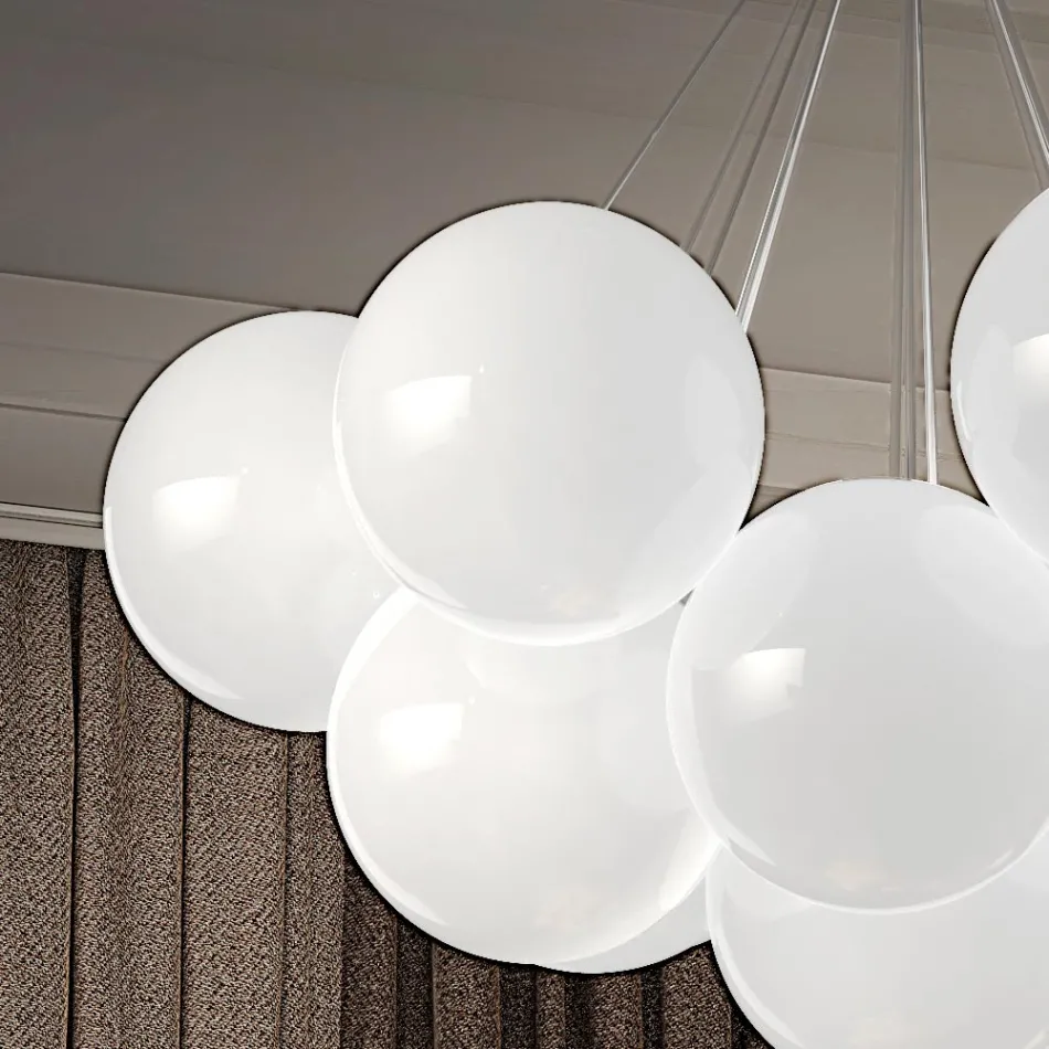 Lustre Moderne en Verre Vénitien Soufflé à la Main - Neige Viadurini