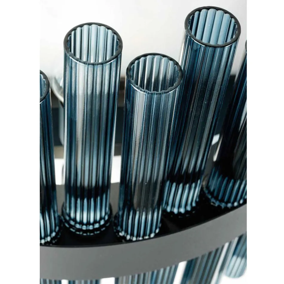 Lustre Moderne en Verre Soufflé et Métal Artisanat Italien - Maesta Viadurini