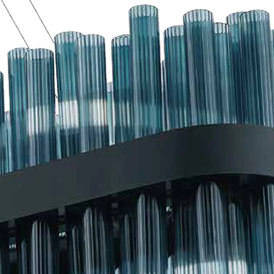 Lustre Moderne en Verre Soufflé et Métal Artisanat Italien - Maesta Viadurini