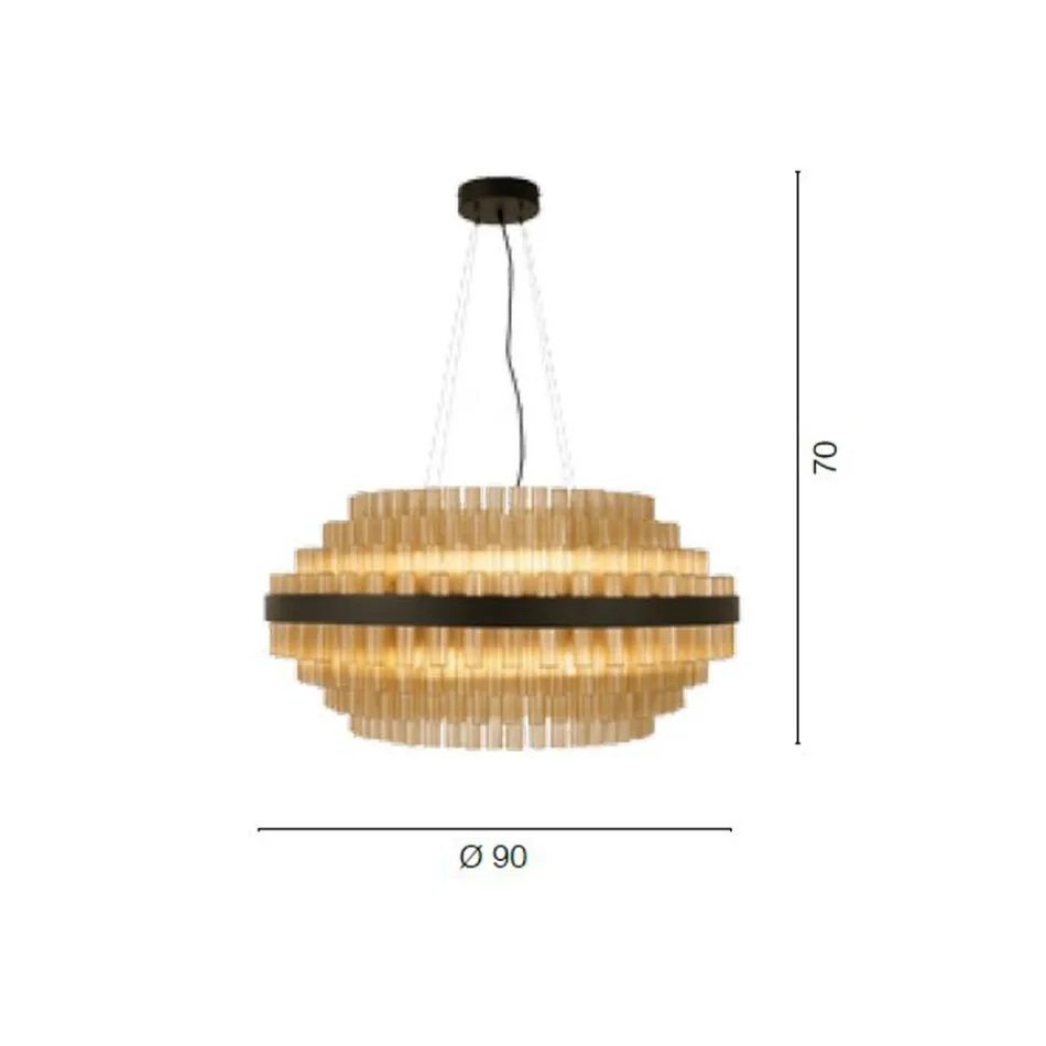 Lustre Moderne en Verre Soufflé et Métal Artisanat Italien - Maesta Viadurini
