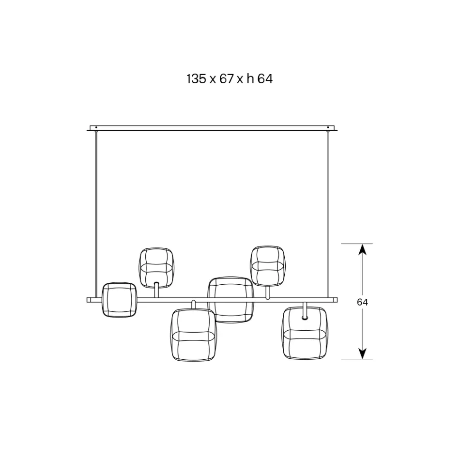 Lustre Horizontal en Métal et Verre Pyrex Transparent - Iperspazio Viadurini