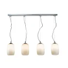 Lustre à quatre lumières sur barre linéaire en verre soufflé, fabriqué en Italie - Soffio Viadurini