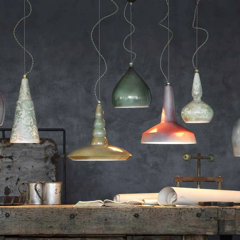 rétro lustre conçu suspension céramique Ferroluce Viadurini