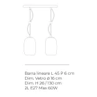 Suspension à deux lumières en verre soufflé à la main, fabriquée en Italie - Soffio Viadurini