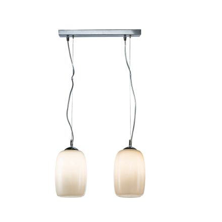 Suspension à deux lumières en verre soufflé à la main, fabriquée en Italie - Soffio Viadurini