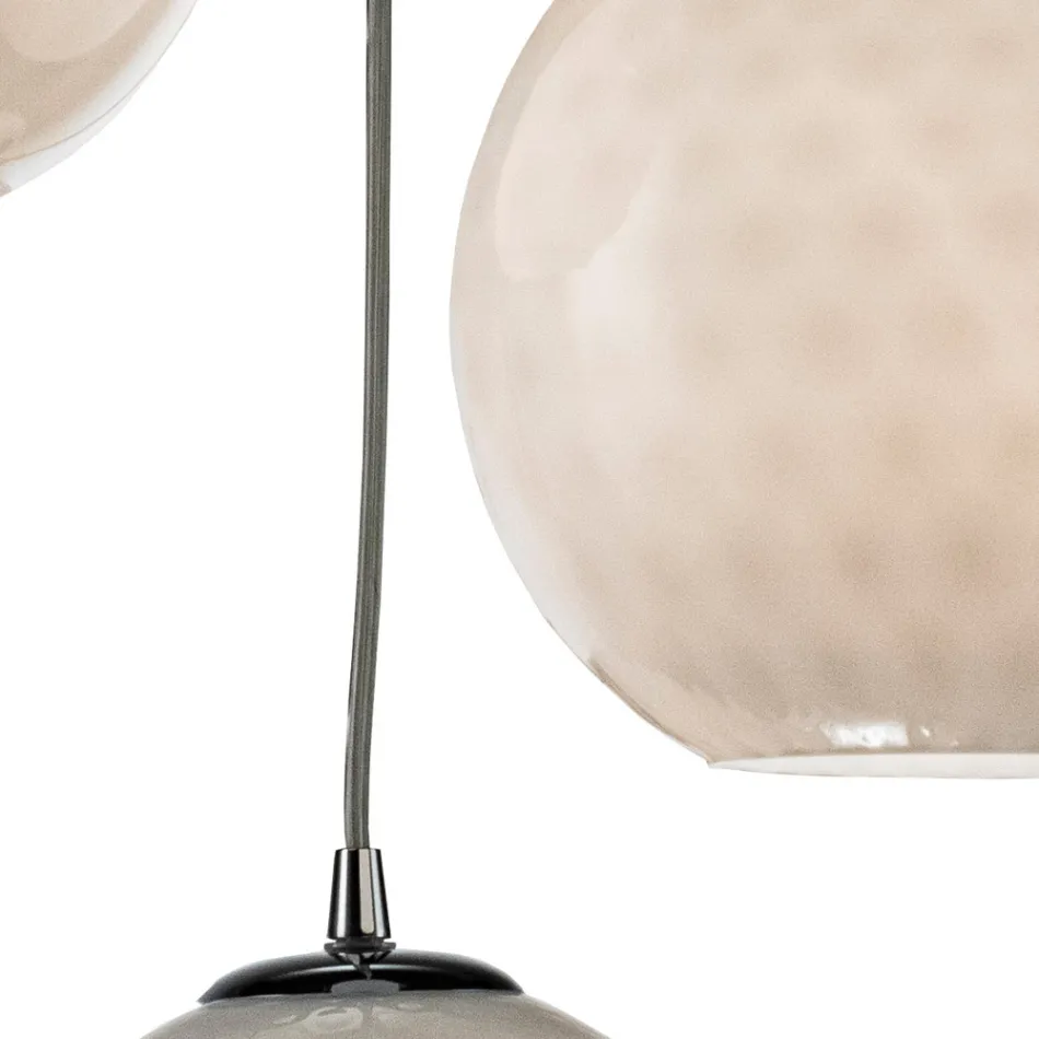Lucilla - Lustre suspendu à trois dômes en verre vénitien, fabriqué en Italie Viadurini