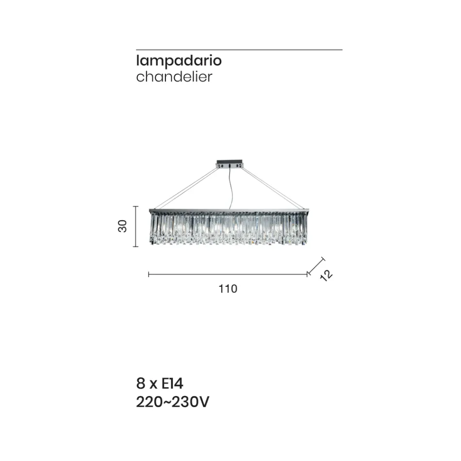 Lustre suspendu de luxe classique en métal et cristal taillé - Zolando Viadurini
